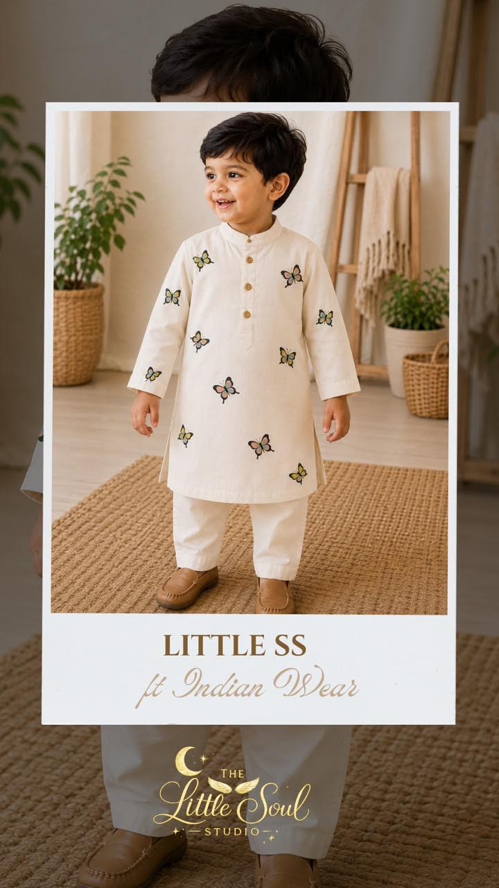 Handpainted butterflies kurta set