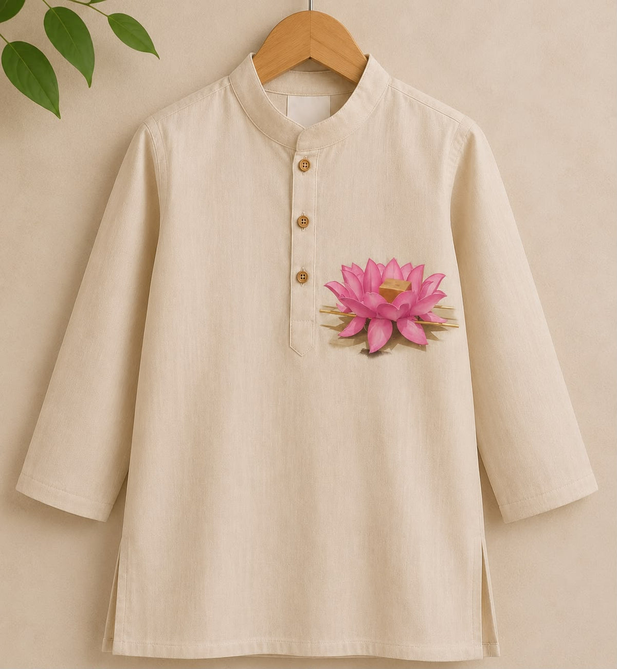 Handpainted lotus kurta set