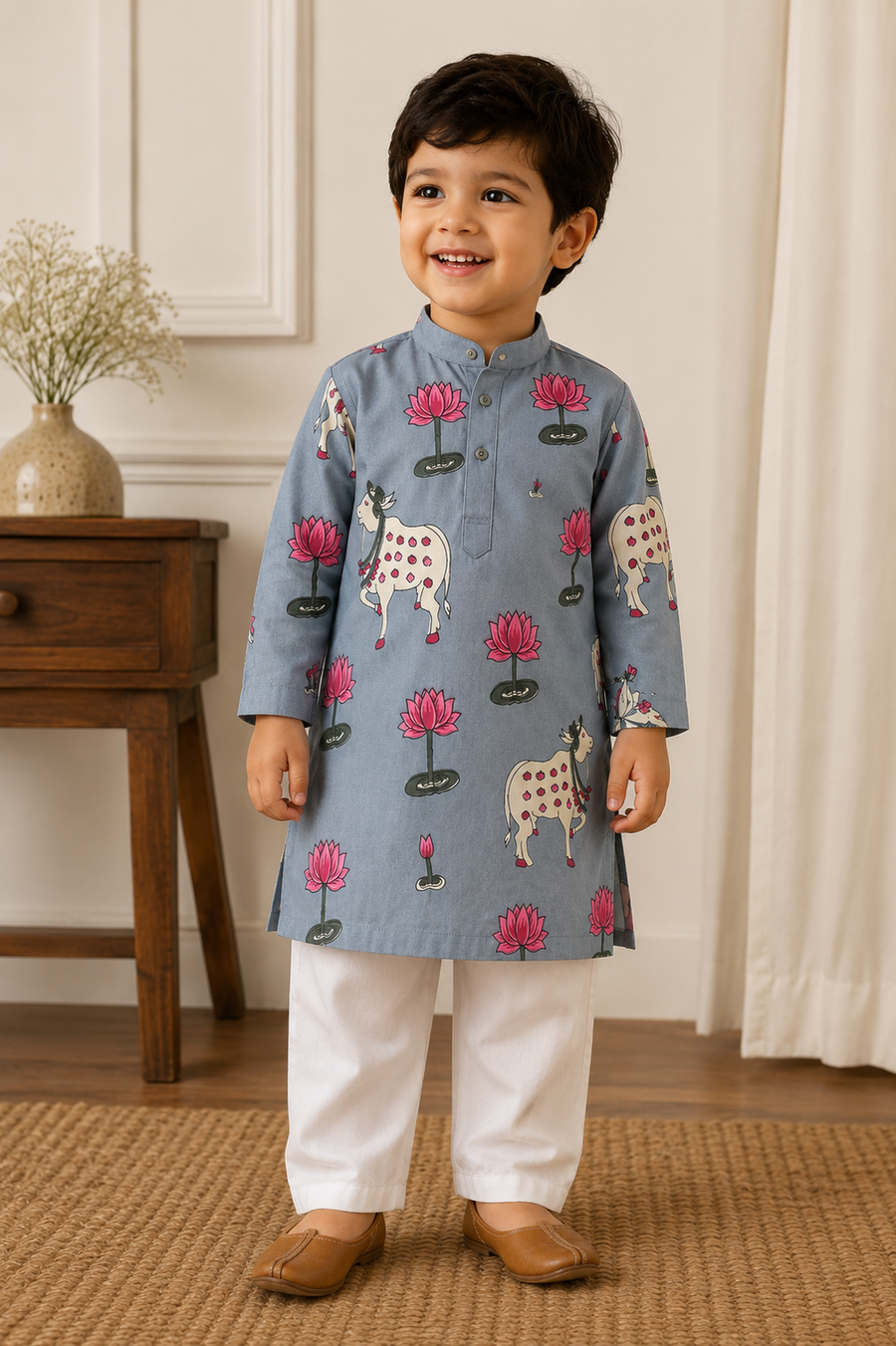 Cow Print Kurta Set