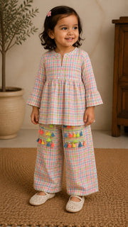Pastel Check Kurta Palazzo