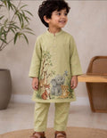 Handpainted animals kurta set